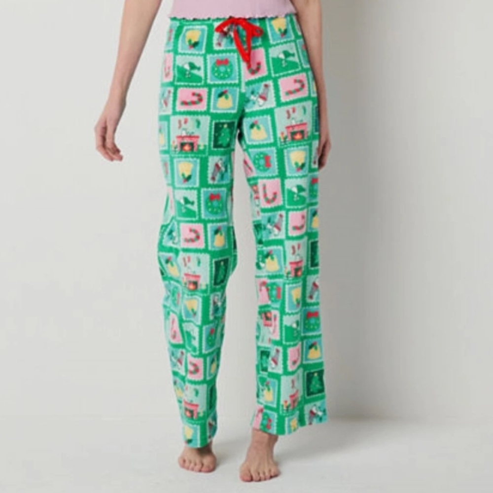Peanuts Snoopy Holiday Stamps Fleece Pajama Pants Lounge pants Size XL New!